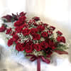Theme Colors &amp; Shades: of red, white and green.

Featured Blooms: Roses, Fillers
