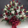 2 Dz. Red Roses w/ Stargazers Basket
