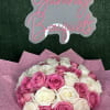 Standard 35 roses
Deluxe 50 roses (picture)
Does not include a vase
Banner are additional