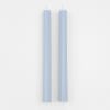 These striking pastel-blue candles have matching wicks with ridged details for an