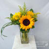 Dreaming of Sunshine Bouquet, beautiful sunflowers in tapered clear glass vase, accented