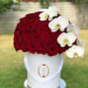 Classy, chic, lush... filled with 65-70 red roses, topped off with a
