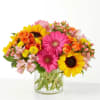 As colorful as a wagon full of beach toys, this energetic arrangement