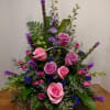 A memorable basket arrangement with all the right sentiment. Featuring liatrice, larkspur