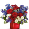 Embrace a timeless color palette of radiant red, white, and blue blooms