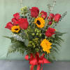 A dozen red romantic roses with a beautiful sunny sunflowers added! Sunflowers