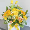 Mixed flowers , with fillers and greens. 