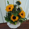 Simple basket of beautiful sunflowers. 