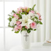 Soft white and pink florals make the Kindly Devoted Bouquet a touching
