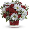 This simply sweet bouquet is delicately arranged in our ruby red glass