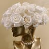 Experience sophistication with our &#039;Elegant Lady&#039; arrangement, featuring 24-26 white eternal roses