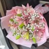 10 pink lilies, with 6 roses and BABY&#039;S BREATH bouquet perfect for