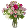 Lots of blossoms in this 19H&quot;x16H&#039; arrangement of Hydrangea, hot pink Roses