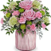 Pink color delivered in a glass cylender