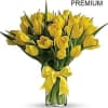 20 Yellow Tulips arranged in a Larger vase