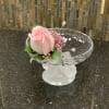 Pink Rose Boutonniere with a touch of wax filer flower.