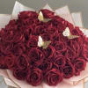 Stunning bouquet of long stem red roses, wrapped on a water proof