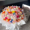 The product contains 199 flowers, including rose, phalaenopsis, hydrangea, tulip, chrysanthemum