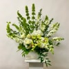 Arrangement with all White and Green Flowers. Or as Similar as Possible.