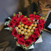 Premium Red Roses and Chocolates in a heart-shaped box. LOVE!
This arrangement is