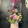 Beautiful mixed flower arrangement in a modern box. 

This arrangement is approximately
