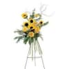 Standing Easel spray with sunflowers, gerbera daisies, curly willow and a variety