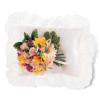 Satin Pillow with spring flowers including alstromeria, daisies, and spray roses 