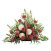 Fireside basket with snapdragons, carnations and football poms