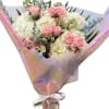 This one-face floral loose Bouquet arrangement features a harmonious blend of white