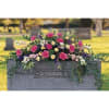 Arrangement for the Graveside with carnations, larkspur, snapdragons, statice and a variety