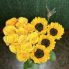 Roses and sunflowers on a heart shape box