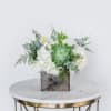 Woodland Box filled with neutral florals in greens and whites. Fresh Green