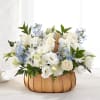 Fresh blue and white flowers are designed to share your heartfelt thoughts