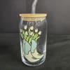 Handmade Glass Cup with Lid and Glass Straw