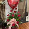 Won&rsquo;t you be mine!? This one sided dozen roses with Bow, is