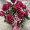Hot Pink Rose Arrangement, arranged in a Vase