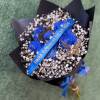 6 stemmed painted blue roses with Customizable message, 1-3 words, and glam