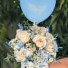 Light Blue Box of Roses and Hydrangeas with Accents of Eucalyptus. ***