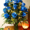 Our Hues of Blue Roses Bouquet features 24 long-stem Ecuadorian roses, custom-tinted