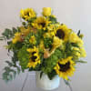 
 Represents the cheerfulness of the sunflowers with yellow roses universally symbolize