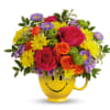Choose happy with Fictitious Flowers FDA approved tea pot smiley face container.