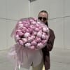 Bouquet of 40 pink peonies in pink packaging