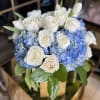 Send something to let them know you care. Featuring blue hydrangea, white