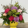 &ldquo;Radiant smiles&rdquo; features are delightful. Mix of purple and pink roses nestled