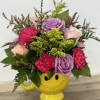 &ldquo;Radiant smiles&rdquo; features are delightful. Mix of purple and pink roses nestled