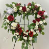 Beautiful white and deep red tone flowers blend just right with lush