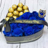 12 blue roses and 12 Ferrero Rocher
