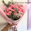 18 Pink carnations with baby breath Bouquet in a nice light pink