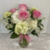 Elegant vase of all hydrangeas, roses and angel gypsophilia, lush &amp; elegant.