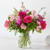 Say &quot;No take backs,&quot; with hot pink roses, alstroemeria, and Gerbera daisies